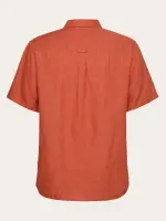 KnowledgeCotton Herren Hemd Kurzarm 1090064 Custom fit Leinen yarndyed - langoustino