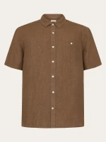 KnowledgeCotton Herren Hemd Kurzarm 1090064 Custom fit Leinen yarndyed - tuffet