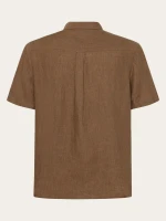 KnowledgeCotton Herren Hemd Kurzarm 1090064 Custom fit Leinen yarndyed - tuffet