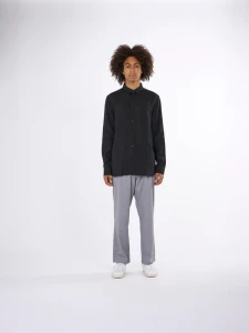 KnowledgeCotton Herren Hemd Leinen 1090011 black jet
