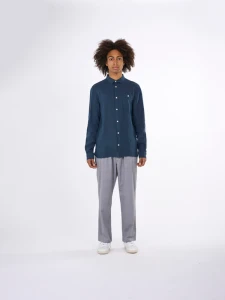 KnowledgeCotton Herren Hemd Leinen 1090011 yarndyed - total eclipse