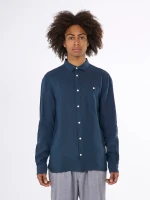 KnowledgeCotton Herren Hemd Leinen 1090011 yarndyed - total eclipse