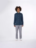 KnowledgeCotton Herren Hemd Leinen 1090011 yarndyed - total eclipse