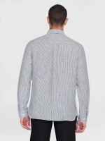 KnowledgeCotton Herren Hemd Langarm 1090092 striped linen total eclipse