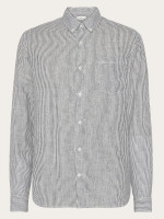 KnowledgeCotton Herren Hemd Langarm 1090092 striped linen total eclipse