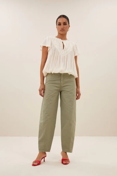 by bar Damen Hose begum poplin GD seagrass
