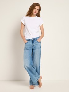 Lanius Damen Jeans High Waist Marlenejeans GOTS light blue denim