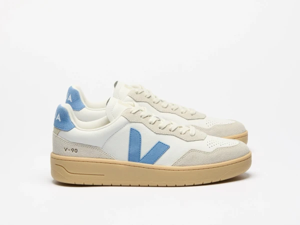Veja Damen Schuhe V-90 O.T. Leather Extra-White Aqua Natural