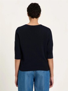 Lanius Damen Pullover Halbarmpullover GOTS midnight