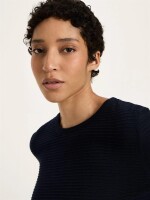 Lanius Damen Pullover Halbarmpullover GOTS midnight