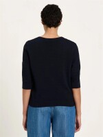 Lanius Damen Pullover Halbarmpullover GOTS midnight
