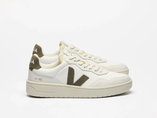 Veja Herren Schuhe V-90 B-MESH WHITE KAKI