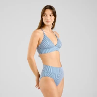 Dedicated Damen Bikini Top Alva Thin Stripe Majolica Blue