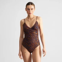 Dedicated Damen Badeanzug Klinte Leopard Light Brown