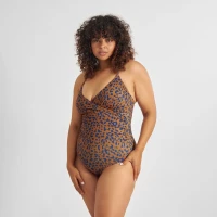 Dedicated Damen Badeanzug Klinte Leopard Light Brown
