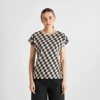 Dedicated Damen T-Shirt Visby Pepita Cats oat white