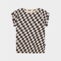 Dedicated Damen T-Shirt Visby Pepita Cats oat white