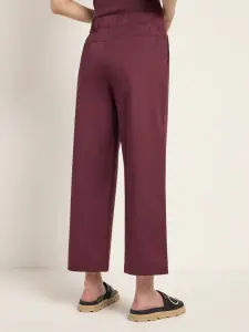 Lanius Damen Hose mit weitem Bein GOTS dark berry
