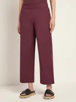 Lanius Damen Hose mit weitem Bein GOTS dark berry