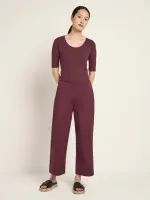 Lanius Damen Hose mit weitem Bein GOTS dark berry