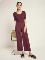 Lanius Damen Hose mit weitem Bein GOTS dark berry