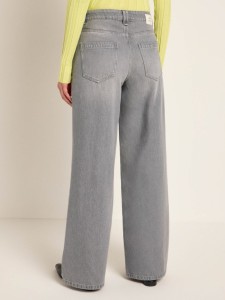 Lanius Damen Jeans High Waist Marlenejeans GOTS light grey denim