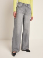 Lanius Damen Jeans High Waist Marlenejeans GOTS light grey denim