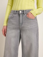 Lanius Damen Jeans High Waist Marlenejeans GOTS light grey denim