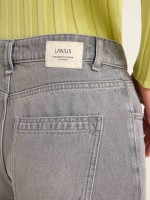 Lanius Damen Jeans High Waist Marlenejeans GOTS light grey denim