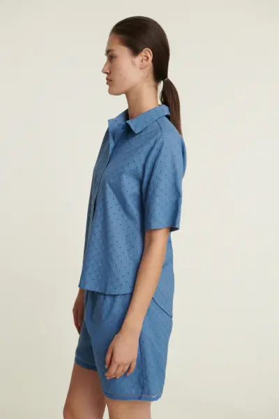 Basic Apparel Damen Bluse Adie SS Shirt Quiet Harbor