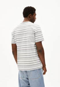 Armedangels Herren T-Shirt Maarkos Bold Stripes oatmilk-seagreen