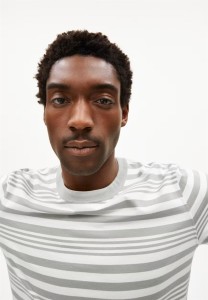 Armedangels Herren T-Shirt Maarkos Bold Stripes oatmilk-seagreen