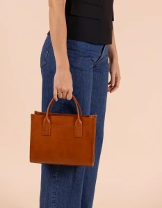 O My bag Damen Handtasche Jackie Midi Classic Leather Cognac