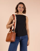 O My bag Damen Handtasche Jackie Midi Classic Leather Cognac