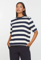 Recolution Damen T-Shirt Azolla stripes dark navy