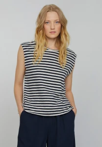 Recolution Damen T-Shirt Zinnia Stripes dark navy