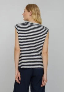 Recolution Damen T-Shirt Zinnia Stripes dark navy