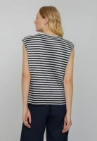 Recolution Damen T-Shirt Zinnia Stripes dark navy