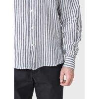 Klitmoller Collective Herren Hemd Dennis Leinen striped cream navy