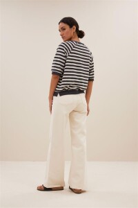 by bar Damen T-Shirt Neva Slub Stripe jet black