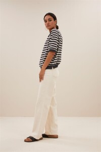 by bar Damen T-Shirt Neva Slub Stripe jet black