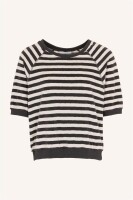 by bar Damen T-Shirt Neva Slub Stripe jet black