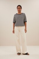 by bar Damen T-Shirt Neva Slub Stripe jet black