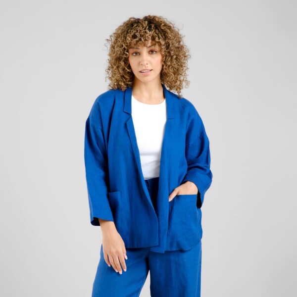 Dedicated Damen Blazer Tanto Linen Limoges Blue
