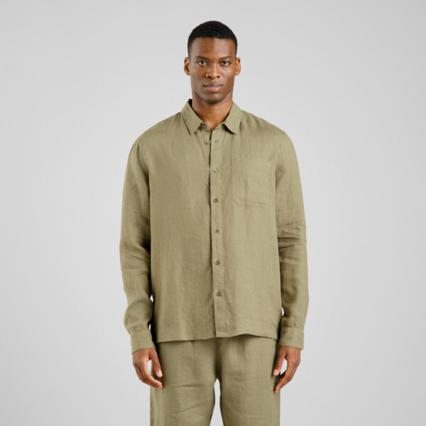 Dedicated Herren Hemd Rute Linen leaf green