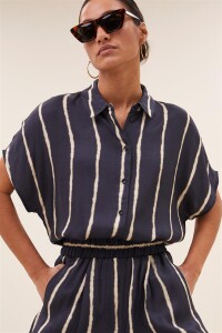 by bar Damen Hose Benji tie dye stripe blue