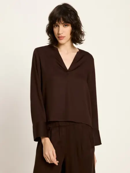 Lanius Damen Bluse aus Tencel™ dark brown