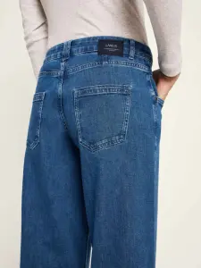 Lanius Damen Hose High-Waist Marlenejeans mit Bundfalte mid blue denim