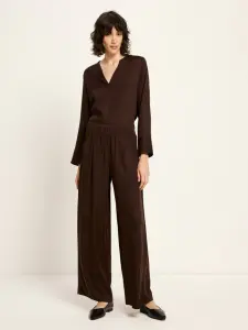 Lanius Damen Hose mit weitem Bein dark brown