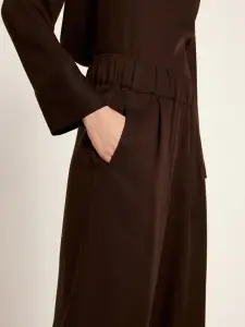 Lanius Damen Hose mit weitem Bein dark brown